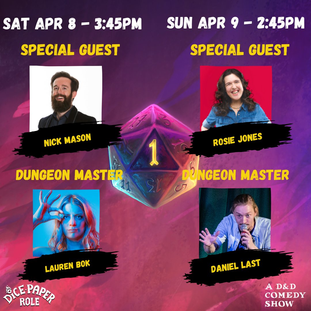 2 ripper shows at <a href="/micomfestival/">Melbourne International Comedy Festival</a> this weekend!

Sat 8th

"GoldenDie: The Spy Who Rolled Me"
DM <a href="/bokla/">2 Lauren Boks and minimum chips</a> 
ft <a href="/wikipediabrown/">Nick Mason</a> 

Sat 9th

"DPR &amp; Friends: Turf War"
DM <a href="/dan_last/">Dan Last</a> 
ft <a href="/josierones/">Josie</a> 

Tix: comedyfestival.com.au/2023/shows/dic…

#dnd #comedy #liveshow #podcasts #MICF #Melbourne