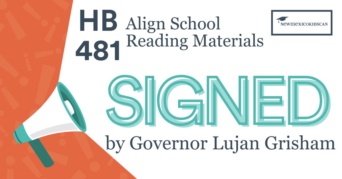 Our literacy bill, House Bill 481, was signed by <a href="/GovMLG/">Governor Michelle Lujan Grisham</a> today! 

Thank you to everyone who advocated for the passage of HB 481, our bill sponsor, Minority Leader <a href="/LaneForLiberty/">Ryan Lane</a>, and President Pro Tempore <a href="/Sen_MimiStewart/">Mimi Stewart</a> for presenting the bill to the Senate.