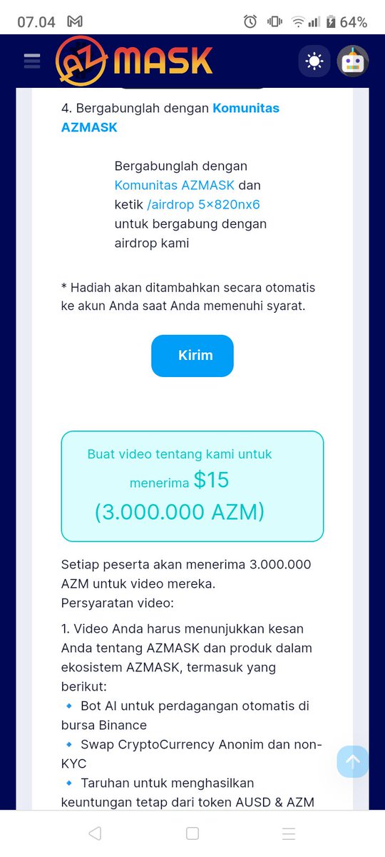 JAVASCR1P's tweet image. #azmask #aibot #tradingbot #aitrading  @Azmask_Channe

Free airdrop for the first 10,000 people

great future project from MASK