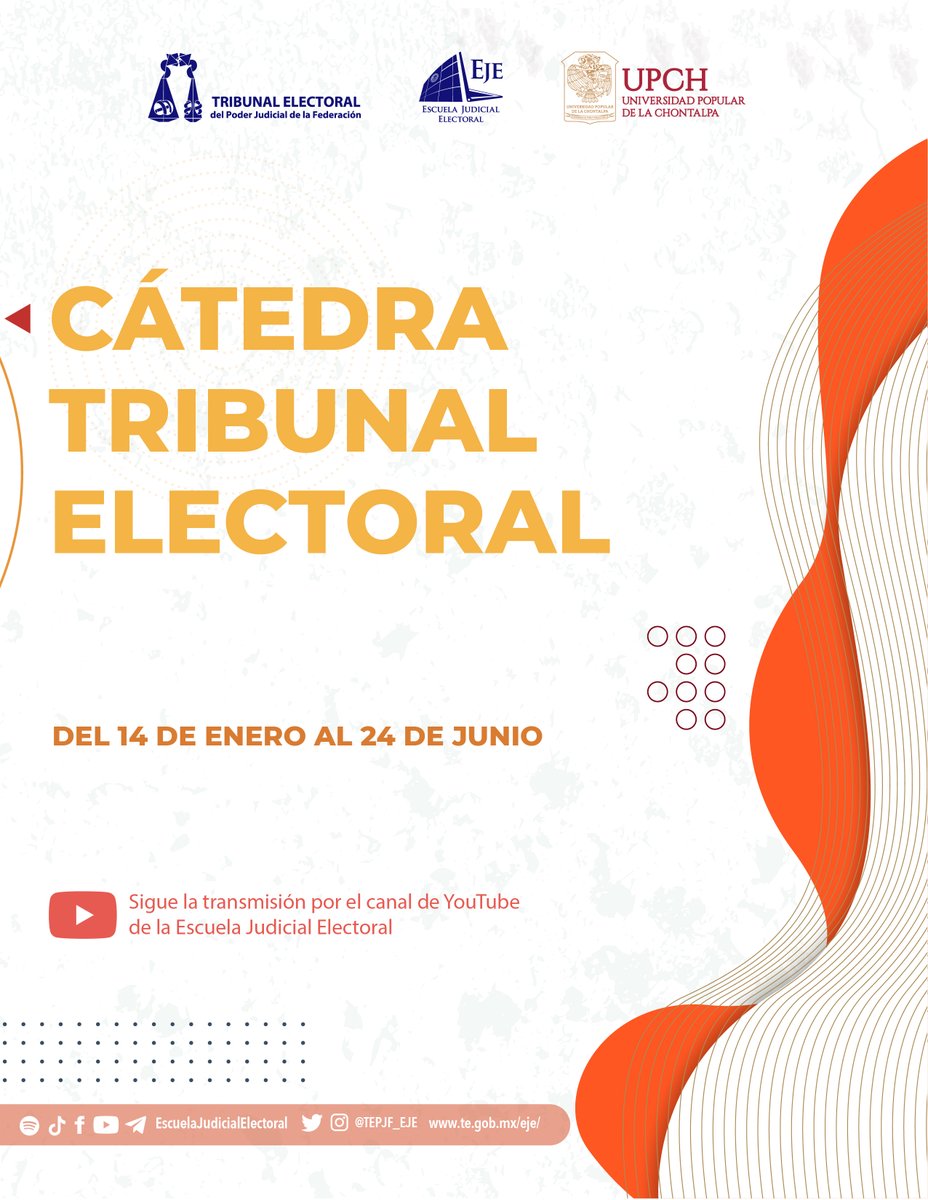 TEPJF_EJE's tweet photo. #CátedraTEPJF

En la próxima clase desde la @UPCH_MX aprenderás sobre el test de proporcionalidad y las restricciones a los derechos políticos.

Nos vemos el 22 de abril en la 𝗖𝗮́𝘁𝗲𝗱𝗿𝗮 𝗨𝗻𝗶𝘃𝗲𝗿𝘀𝗶𝘁𝗮𝗿𝗶𝗮 𝗧𝗘𝗣𝗝𝗙 con el doctor @Psycholawgics https://t.co/pQaVX16dWN