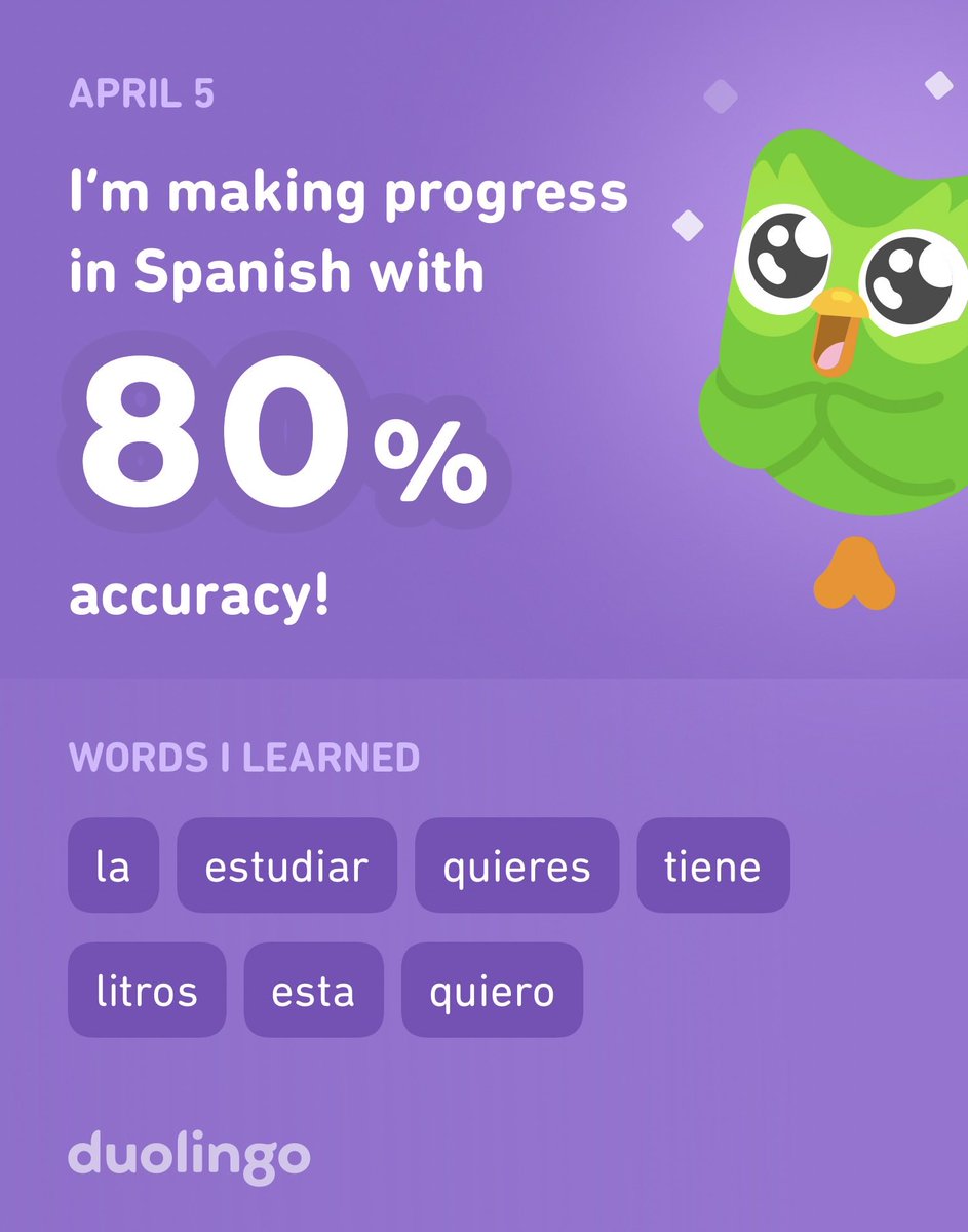 I’m learning Spanish on Duolingo! It’s free, fun, and effective.