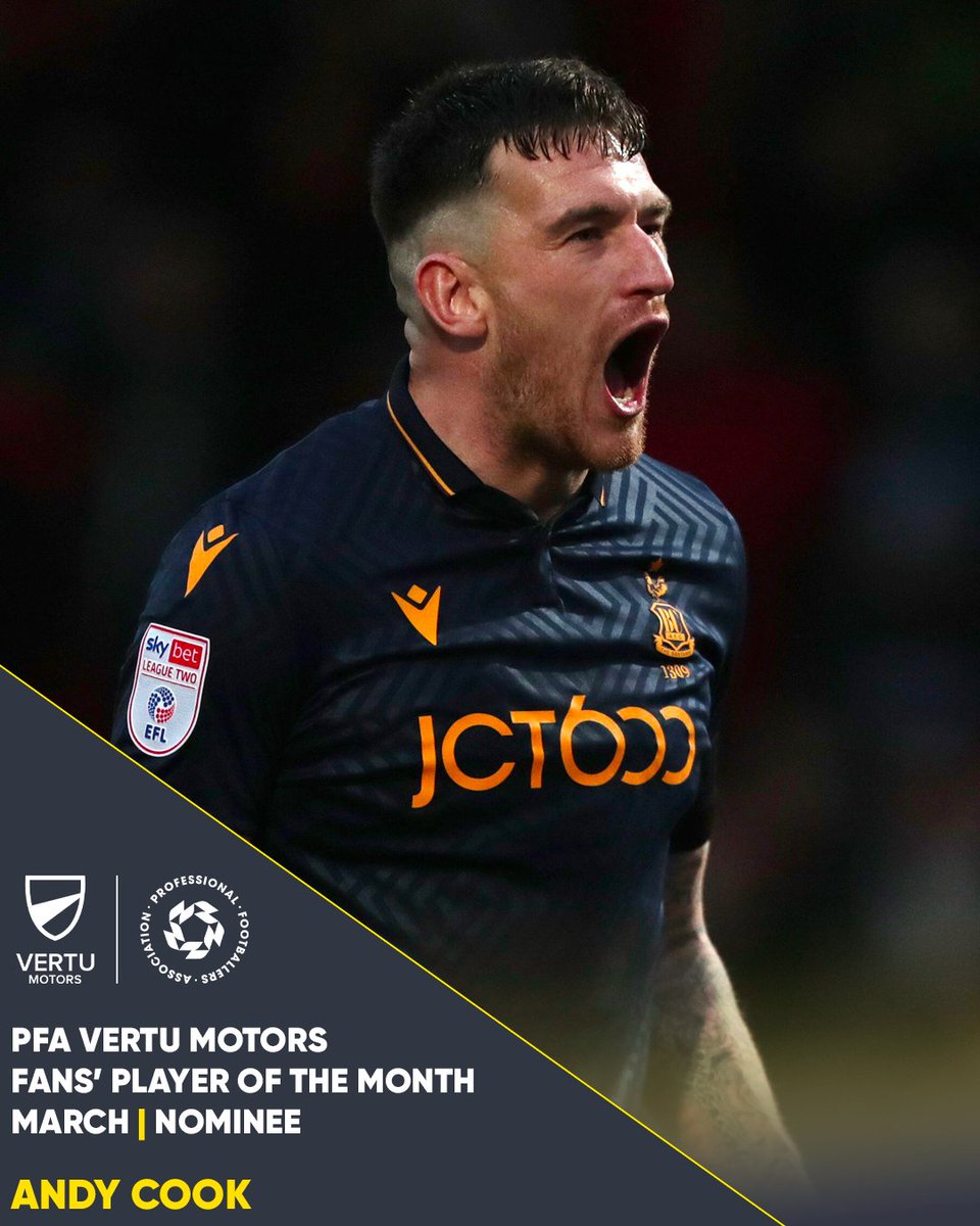 officialbantams's tweet image. 🏆 | You can now vote for @andy9cook - who has been nominated for the March @PFA @VertuMotors Fans’ Player of the Month award!  

➡️ | Read and vote: 90min.com/posts/vote-now…

#BCAFC