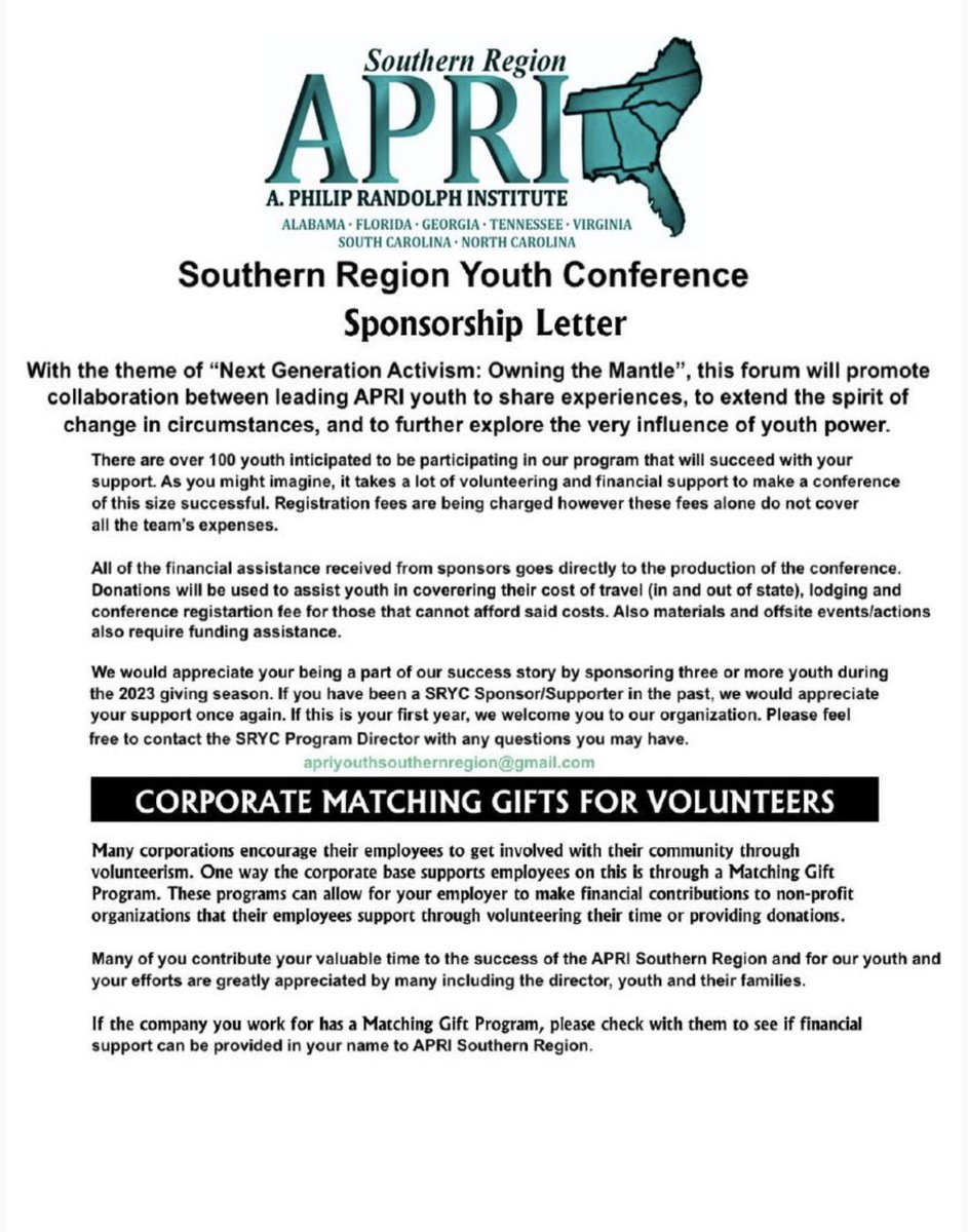 Jeffrey3597's tweet photo. It’s going down in the SOUTH!! Sponsoring the conference at the amount listed on the form below will cover registration fees for 3 youth to attend. Please keep in mind that these are youth! This will be a youth led conference and the line up is unreal!
#SRYC23  #ncapri https://t.co/V2ULEPz5X7