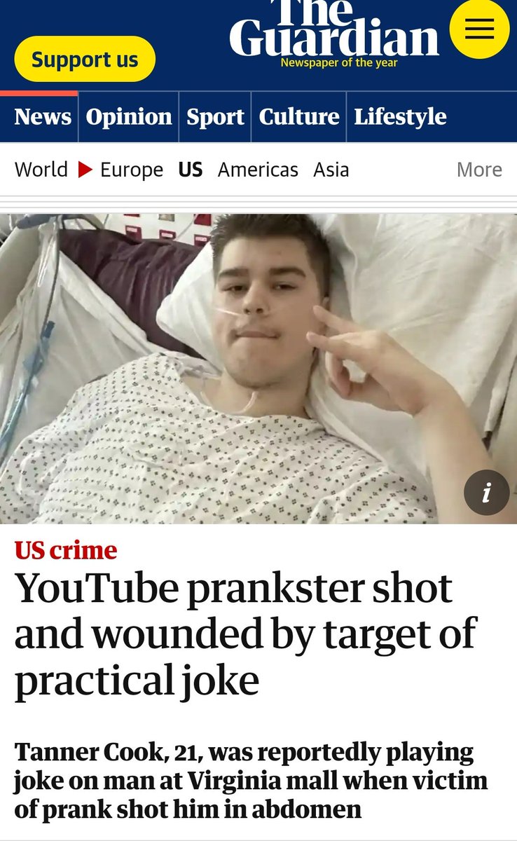 The Cartoon Loon on Twitter "A youtube prankster was shot"