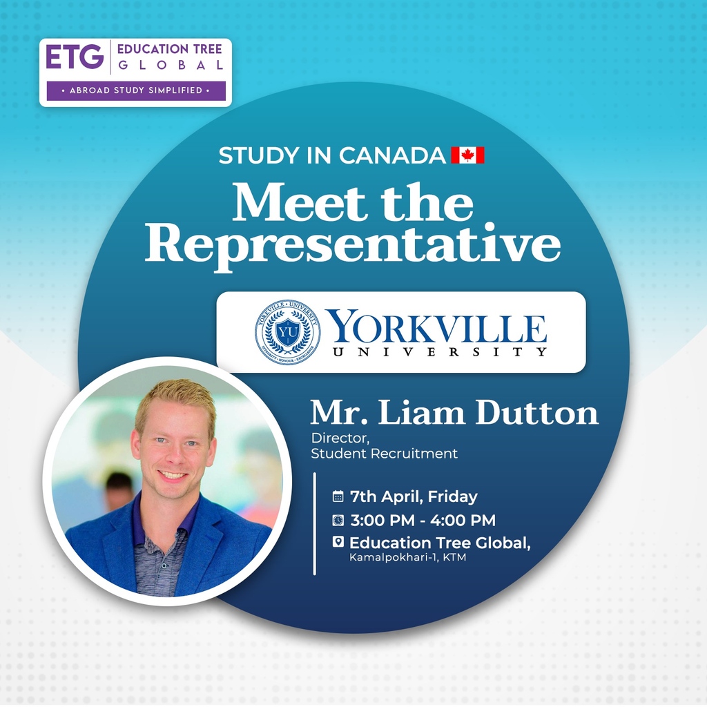 🎓🎓Meet The Representative 🎓🎓⁠
⁠
Start your journey of studying in Canada with Yorkville University!!!⁠
⁠
#educationtreeglobal #studyabroad #studyincanada #Goodvisaoutcome #Careercounselling #IELTS #PTE #yorkvilleuniversity #meetrepresentative #scholarship