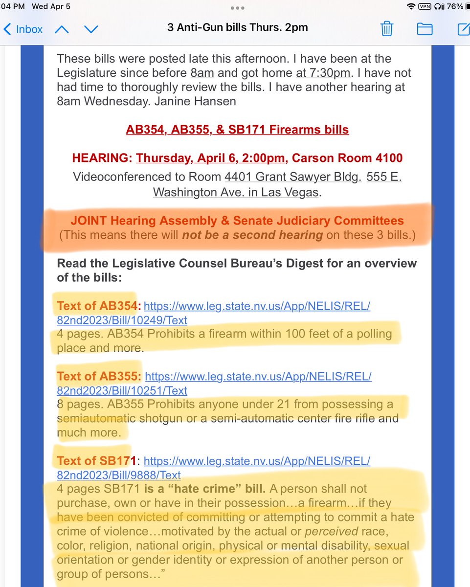 Gunz_go_boom's tweet photo. 🚨NEVADA

 3/6/23 Joint Hrg of Assembly &amp; Senate Judiciary Cmtes

✍️ NELIS, oppose these bills!

#AB354: https://t.co/0mdC1e51mi

#AB355: https://t.co/oQuY7qjum3

#SB171: https://t.co/oQuY7qjum3

Note: Assy Jauregui sponsored ill fated CCW/ghost gun bill last session.  #nvlegis https://t.co/4MqyA9RnGG