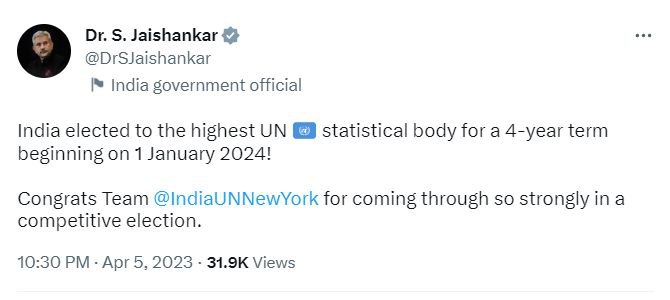 weiselaqua's tweet photo. BREAKING ⚡️ #India wins in the #UN #StatisticalCommission election, securing 46 out of 53 votes https://t.co/I46NVcHE2S