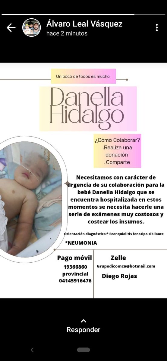 34_anais's tweet photo. Apelo a tu buen corazón Danella está en el hospital Carabobo,6 meses y lucha por sanar. Tu aporte económico y oraciones 🙏 son bienvenidas. https://t.co/GpV3nuKmYr