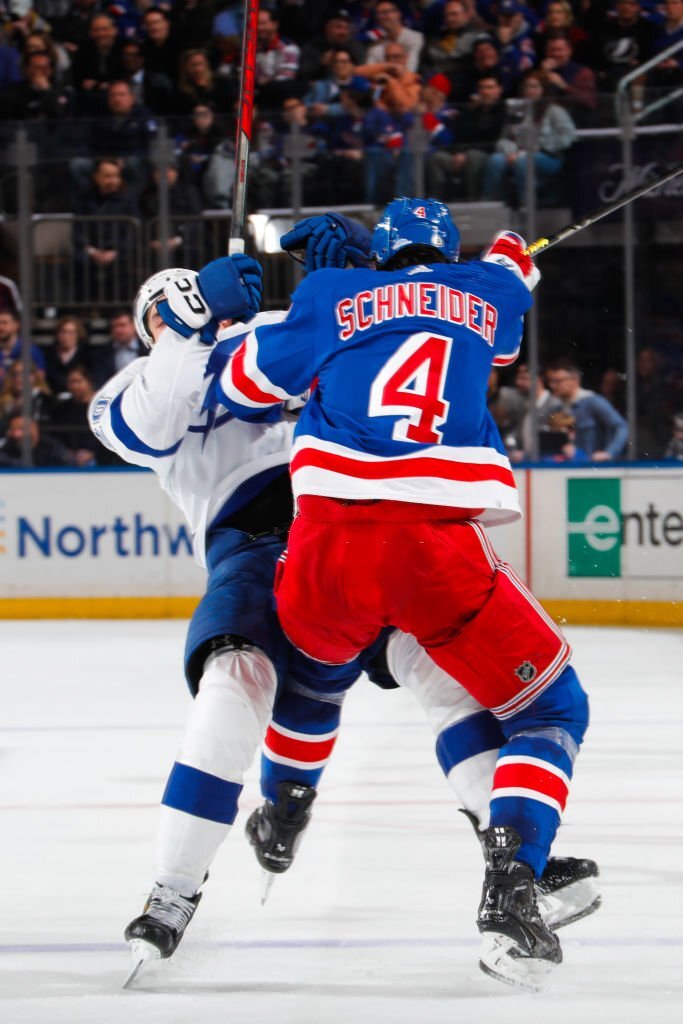 So much for not having enough "grit".

What a statement game by the Rangers against a contender and very physical team! #NYR

Panarin on Tanner Jeannot
Zibanejad on Nick Paul
Lafrenière on Ross Coulton
Schneider on Nick Paul