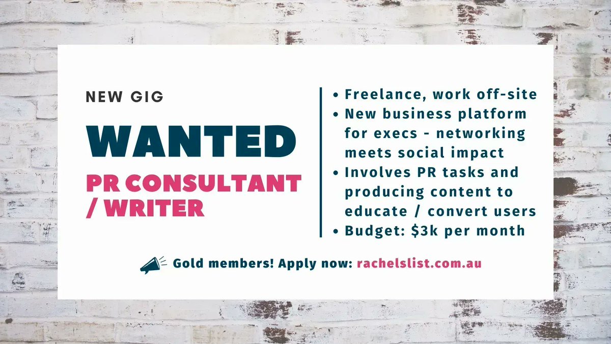RachelsList's tweet photo. RE-POST: Freelance senior PR / writer wanted for Tinder-for-business style platform (OFF-SITE) https://t.co/agkCFjT1uH #prwork #writingwork https://t.co/qPZypKMxPr