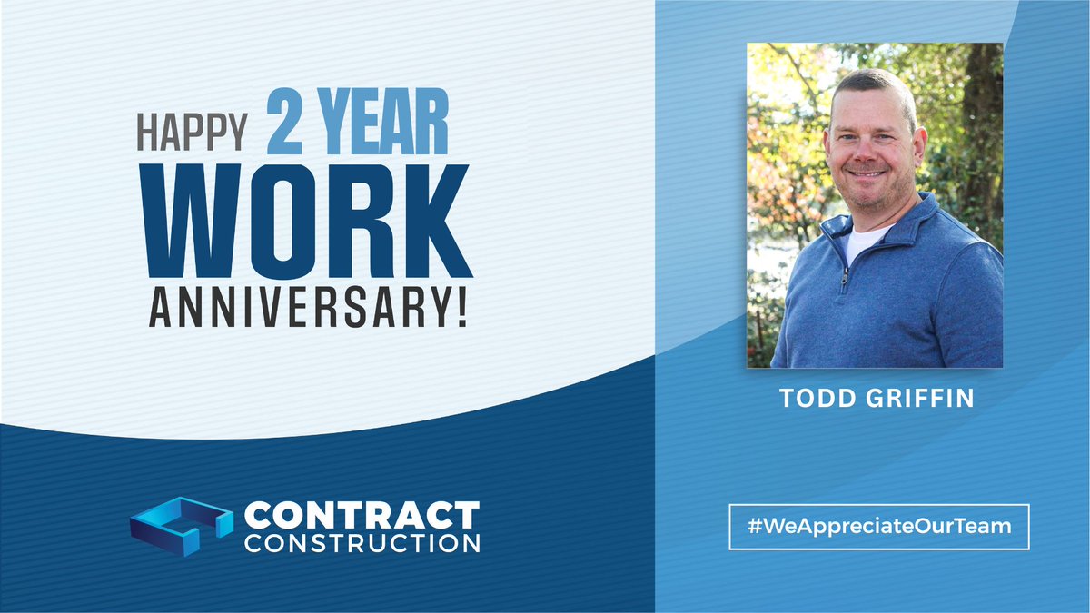 contract1984's tweet photo. 🙌Happy Work Anniversary, Todd! You've made a tremendous impact, and we look forward to many more successful years together!

#WorkAnniversary #EmployeeAppreciation #ThankYou #CareerJourney #Celebration #WorkFamily #ContractConstruction https://t.co/ZpsW8IaVXG
