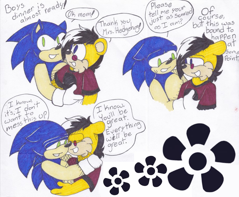 MomosVee's tweet photo. Sonic and Ash finally got the whole family together for a dinner, their both nervous for how it's going to go but encourage each other.

#sonash #ashmongoose #SonicTheHedgehog #archiesonoc https://t.co/3MfBedcmcL