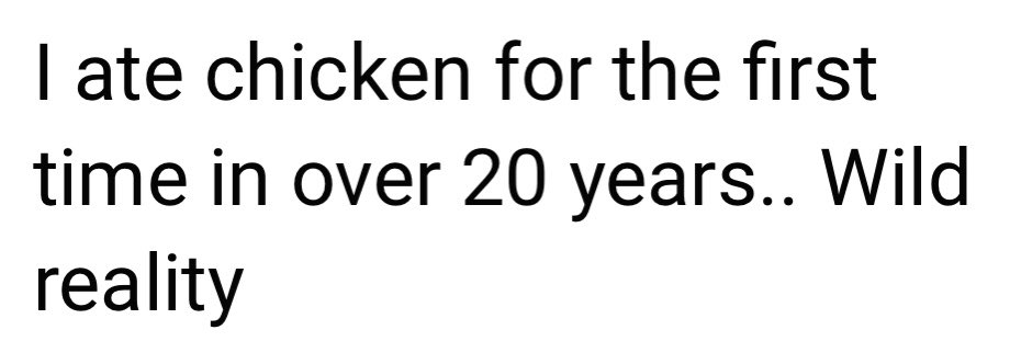 VeganRecovering's tweet photo. A vegan friend struggling with her health FINALLY tried chicken again for the first time in 20 years!
#veganrecovery is a long road and this is a brave first step! https://t.co/L4BYiQVZ1N