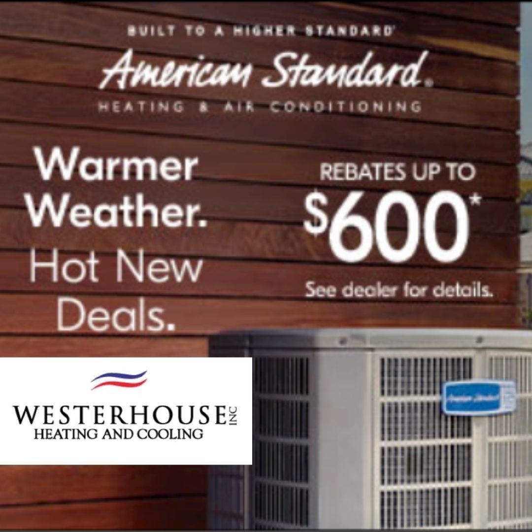 WesterhouseHVAC's tweet photo. Customers purchasing Amercian Standard HVAC Equipment can receive up to $600 in available rebates. Call (785)542-2707 today for a quote on a new AC and Furnace just in time for summer! 

#Westerhouse #EudoraHVAC #ACRepair #ACService #AmericanStandard https://t.co/I0HdVFsOA8