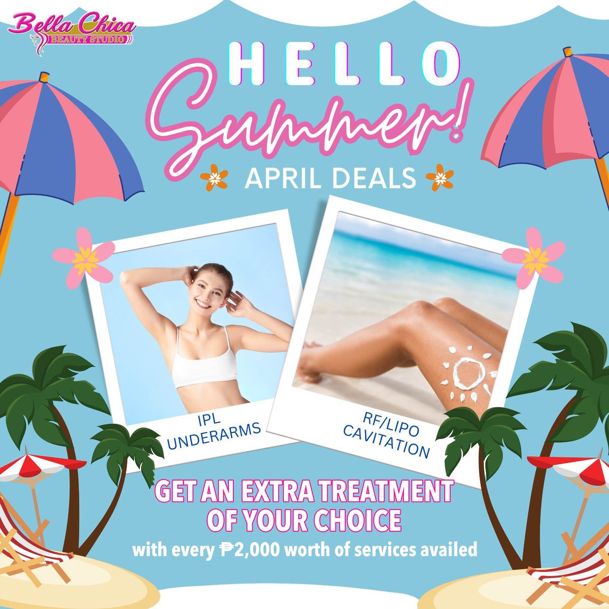 bclingayen's tweet photo. ☀️🌴 𝐒𝐔𝐌𝐌𝐄𝐑 𝐉𝐔𝐒𝐓 𝐆𝐎𝐓 𝐄𝐗𝐓𝐑𝐀 𝐆𝐎𝐑𝐆𝐄𝐎𝐔𝐒 🌴☀️

Get any of these FREE treatments when you avail of any service worth ₱2,000!

⛱️ 𝗟𝗮𝘀𝗲𝗿 𝗛𝗮𝗶𝗿 𝗥𝗲𝗺𝗼𝘃𝗮𝗹
⛱️ 𝗥𝗙 / 𝗟𝗶𝗽𝗼 𝗖𝗮𝘃𝗶𝘁𝗮𝘁𝗶𝗼𝗻
⛱️ 𝗗𝗲𝗲𝗽 𝗖𝗹𝗲𝗮𝗻𝘀𝗶𝗻𝗴 𝗙𝗮𝗰𝗶𝗮𝗹 https://t.co/Mx0dBIbLdy