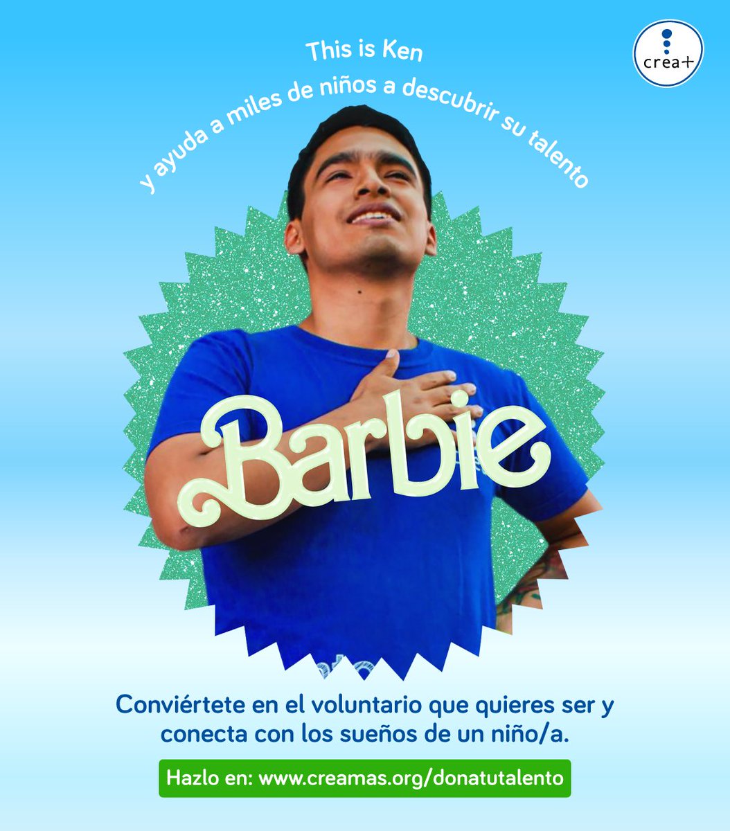 Creamasperu's tweet photo. #DonaTuTalento | Al estilo Crea+💙Súmate a transformar la vida de miles de niños/as y adolescentes🤩Ayúdalos a convertirse en lo que anhelan ser✨

➡Conoce y postula hasta el 5 de mayo: https://t.co/TLH721d84d

#ConectandoSueños #Voluntariado
#Barbie #BarbieTheMovie #BarbieMovie https://t.co/BVtvo7Ys8A