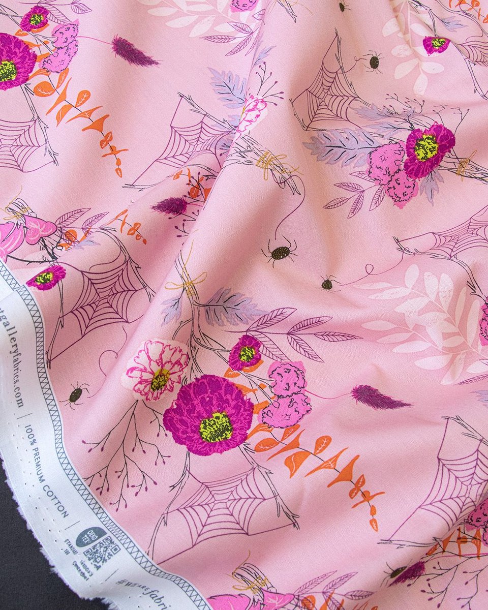 ArtGalleryFab's tweet photo. Our Spooky 'n Witchy collection is perfect for Halloween crafting! Follow the dancing bats and glowing jack-o-lanterns to make &amp; make this year the spookiest one yet! Available in May 2023, and features premium quilting cotton and Fabric Wonders. Don't miss out! https://t.co/xdGvmBm2d9