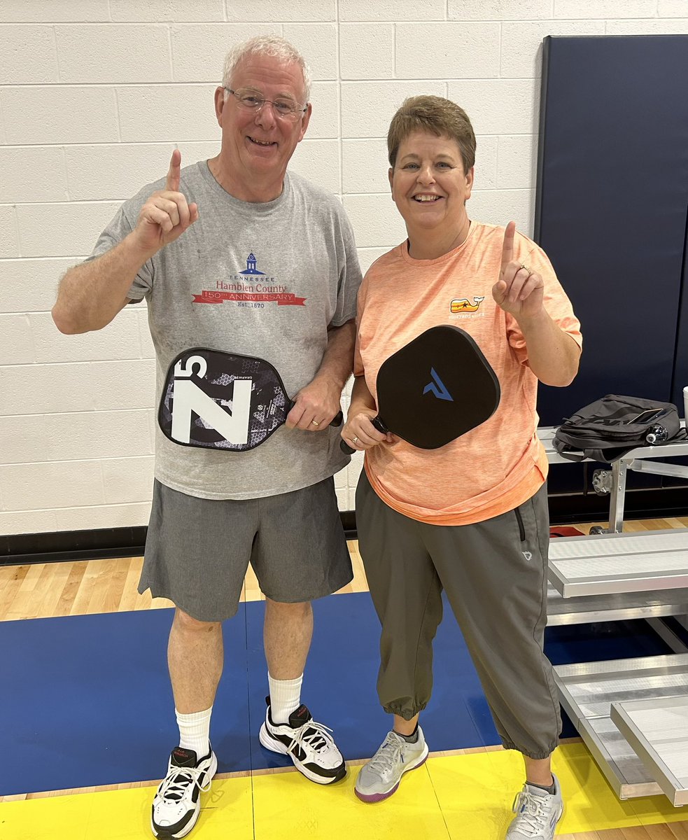 Hamblen County Mayor Bill Brittain and his partner Pam Evans won the Mayor’s Pickleball Challenge at the Mtown Landing 2-0  over Mtown Mayor Gary Chesney and Roni Snyder. Rematch in the future. Great fun.