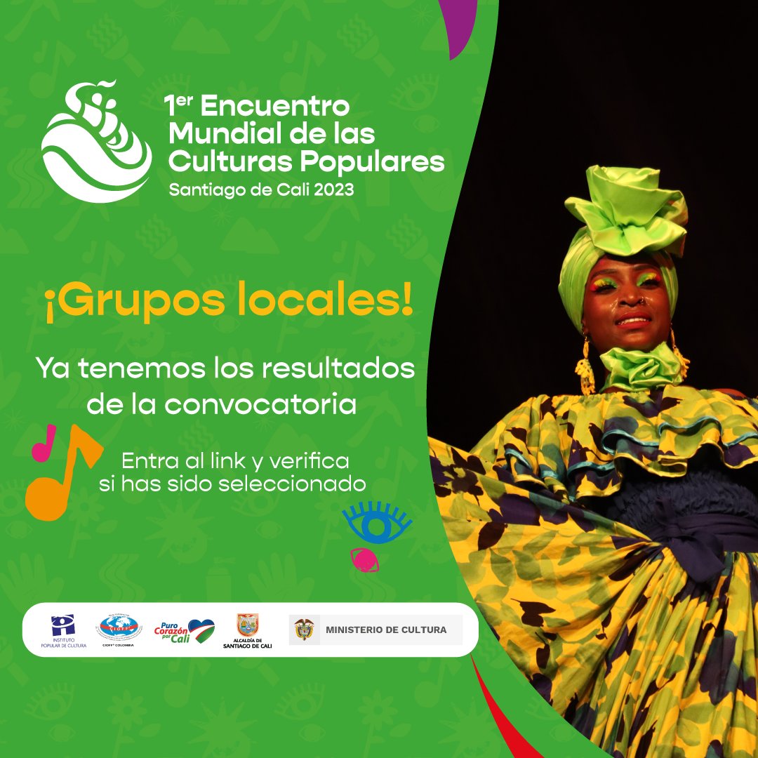 Te invitamos a conocer los resultados de la convocatoria de grupos locales que participarán en el 𝗜 𝗘𝗻𝗰𝘂𝗲𝗻𝘁𝗿𝗼 𝗠𝘂𝗻𝗱𝗶𝗮𝗹 𝗱𝗲 𝗹𝗮𝘀 𝗖𝘂𝗹𝘁𝘂𝗿𝗮𝘀 𝗣𝗼𝗽𝘂𝗹𝗮𝗿𝗲𝘀.

Ingresa aquí y revisa el primer doc. PDF
➡️ bit.ly/3FzLYQm