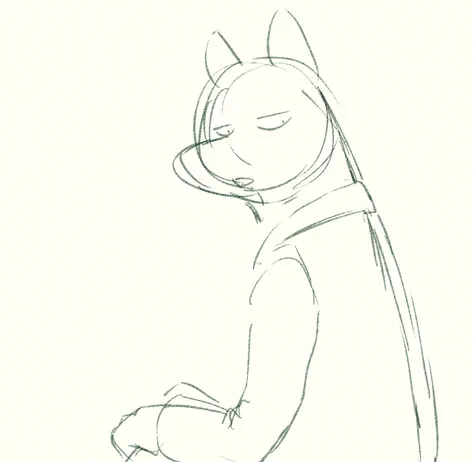 いつも下描きレイヤーを分けずにそのまま主線にしちゃうのでたまには描き途中を保存してみます 