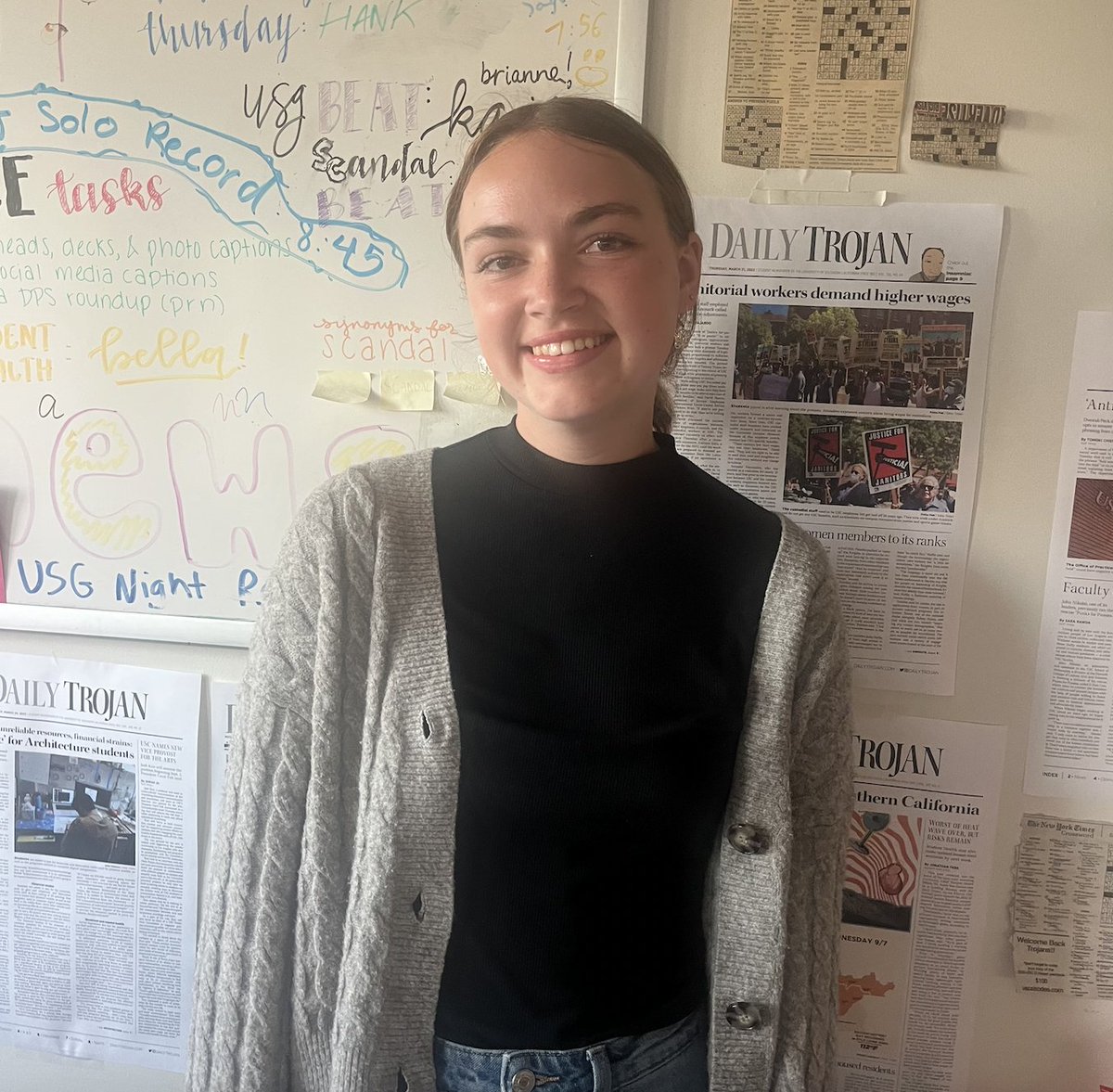 dailytrojan's tweet photo. Today, the Daily Trojan staff elected Jenna Peterson (@jennarpeterson4) as Editor-In-Chief for the Fall 2023 semester. Peterson currently serves as managing editor. https://t.co/QLnaYVy2lk