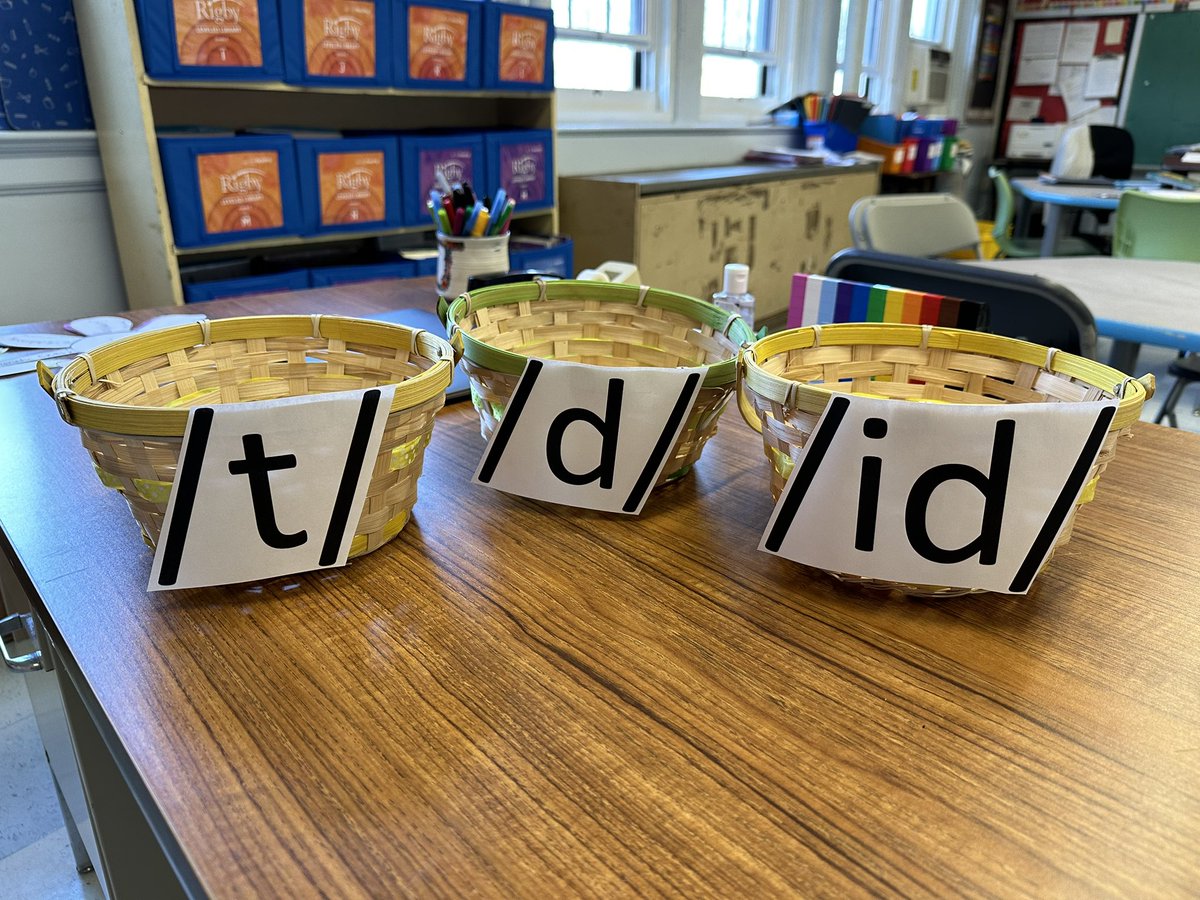 MsJOGara's tweet photo. We had a scavenger hunt using skills from Reading Horizons! 

The three sounds of -ed (/t/, /d/, /id/). There we different words in each egg that the children had to read and see which ending sound it made. Then they had to put it in the correct basket. #fpbsdSHINES @FPBSchools https://t.co/PzqlkUEuQC