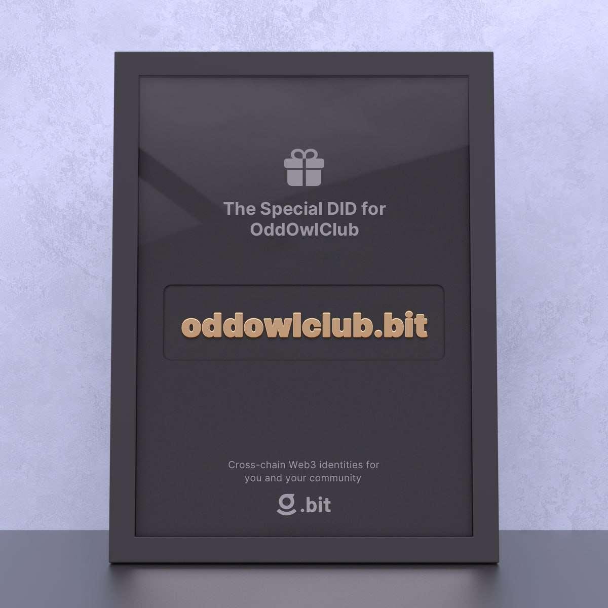 OddOwlClub's tweet photo. 🍺We have successfully claimed the ownership of "oddowlclub.bit"!
A big shout out to @dotbitHQ & @Natiga15 for gifting our brand DID.
🦉OddOwl Club looks forward to more collaborations with #dobit, the major cross-chain decentralized identity in #Web3📷
#DID #dotbit #OOC https://t.co/07B3HZb9ib