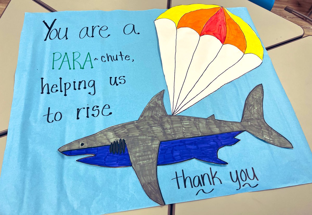 MsTravisTEAL's tweet photo. Atlantic has the best Paraprofessionals!! TEAL Academy made some banners and today we’re giving a shout out to the para we love so much!! @Kaileybear15 thanks for all you do for the pups AND TEAL high schoolers 🦈🍎👩🏼‍🏫 @nagus_sharkpups @SharksAHS #ParaprofessionalAppreciationDay https://t.co/7pqFAkwAm8