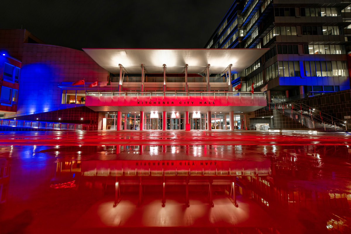 OHLRangers's tweet photo. Paint the town red + blue 🔴🔵

@CityKitchener this is #RTown.

#RockTheAud | #Kitchener https://t.co/cgbgKDg8jQ