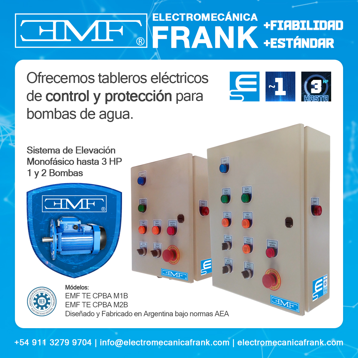 EMF_ARGENTINA's tweet photo. #EMF #ELECTROMECANICAFRANK

Ofrecemos #tableroselectricos de #control y #protección para #bombasdeagua

#Sistema de #Elevación #Monofásico hasta 3 HP de 1 y 2 bombas

Diseñado y Fabricado en Argentina bajo normas #AEA https://t.co/5G9eR9hYb7