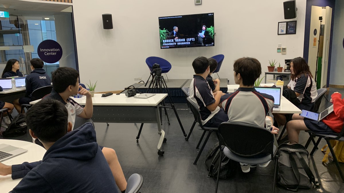 PhuHua's tweet image. We've converted our #InnovationCenter into a space for grade 11 & 12 English students to work on communication projects📹💻📺 As a certified HS #CommTech teacher, this brings me joy to be leading these classes in #UpSkilling students #SAISRocks