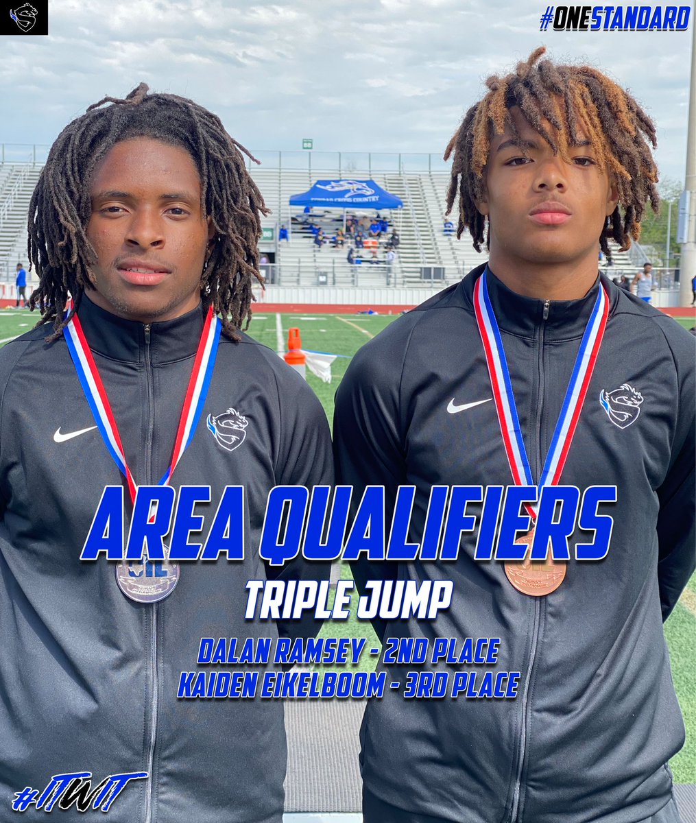 coachsjacksonjr's tweet photo. 🏆 S/O to our Area qualifiers @DalanRamsey and @Kaiden1Boom finishing 2nd and 3rd respectively in the Triple Jump at the 12-5A District Meet! 🏆

#OneStandard #ITWIT https://t.co/g4IIcMlnHz
