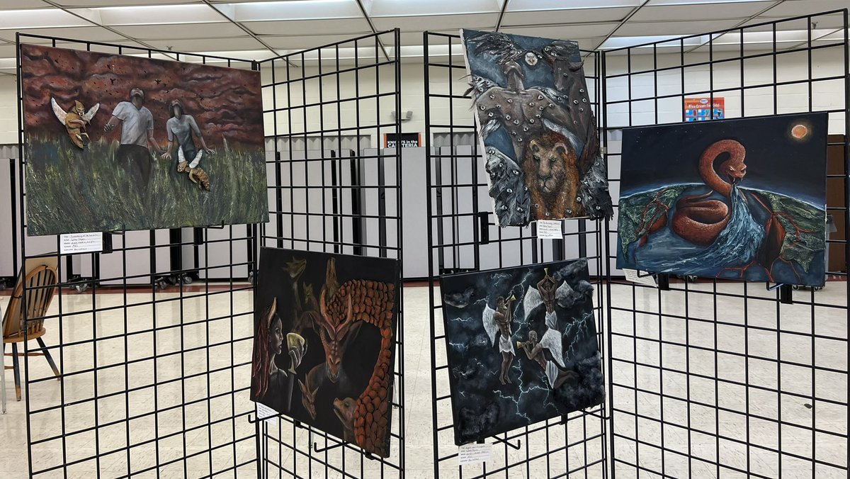 Wonderful artwork by Hayley Lucido, Isabella Centeno, Natalie Fox, and Selma Depaz at tonight’s Senior Art Exhibition!