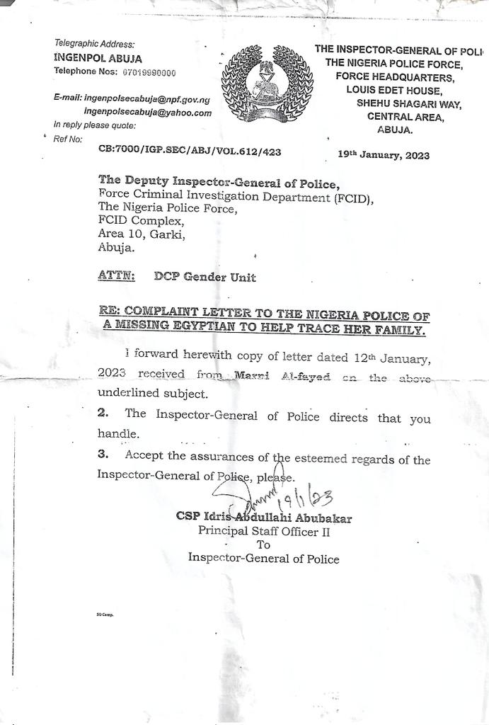 At the police headquarters today,Carriage level by people who spoke to me awesome. Only for one of them that i appreciated so much,especially her beauty but decided to tribune against my Nationality ,language, accent,countenance and letter.