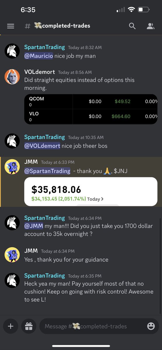 $JNJ trade idea that went overnight, one of our members had an $1800 dollar account yesterday and now at 35k after the play. 

Definitely little luck there on our overnight but I love to see it! All it takes is one!

spartantrading.com