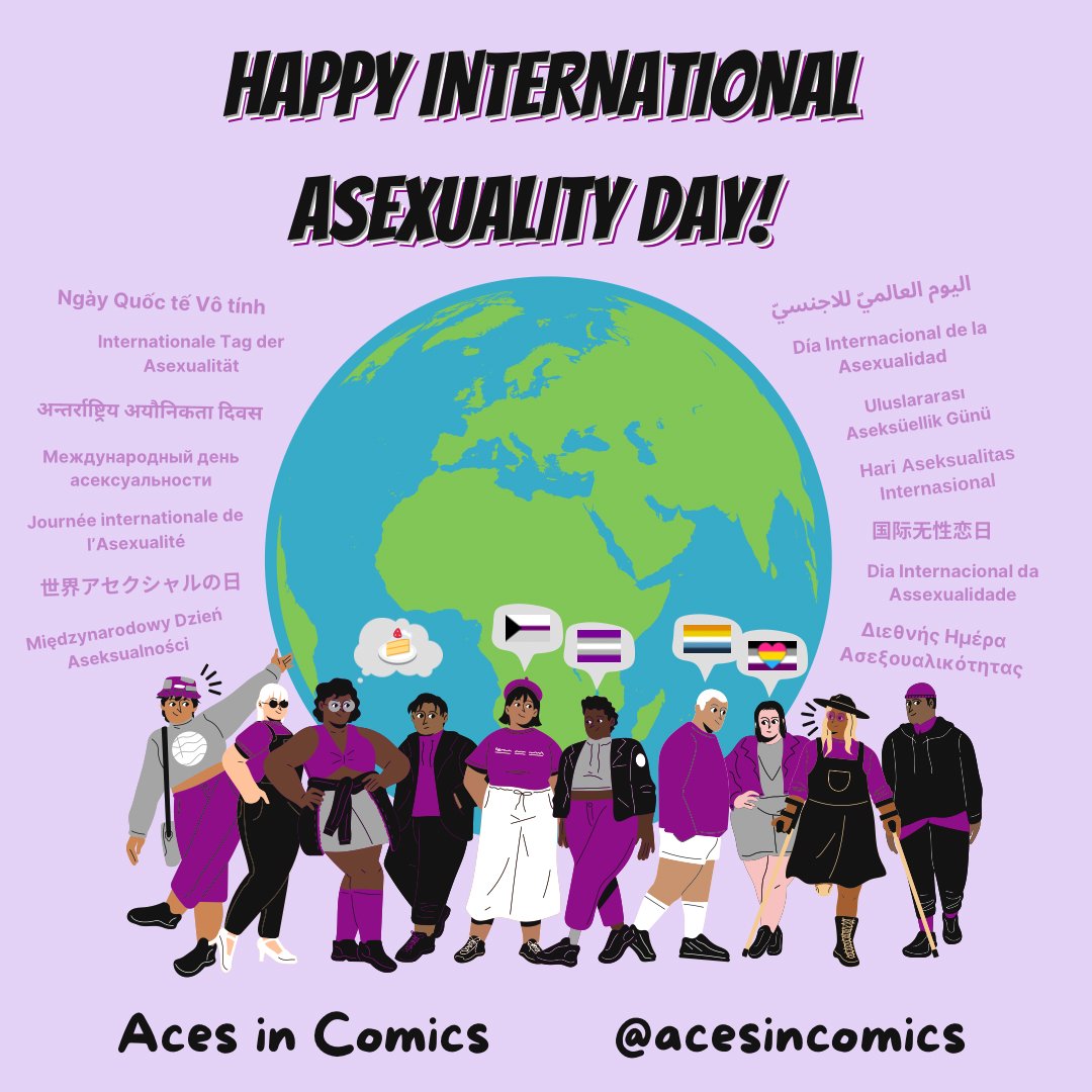 Happy #InternationalAsexualityDay! #IAD #IAD2023
Aces in Comics is a project to highlight the growing representation of asexual / ace spectrum characters, creators, and stories in all types of comics, including: comic books, webcomics, graphic novels, manga, minicomics, and more!