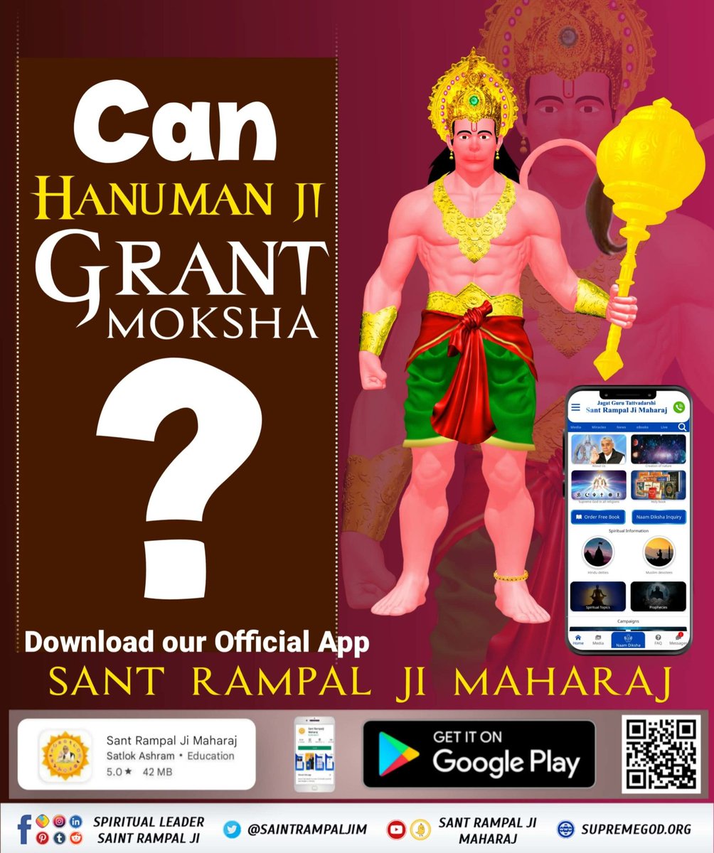 Officialkalpna1's tweet photo. #StoryOfHanumanJi 
MUNINDER RISHI (KABIR SAHIB)
showed the true path of Bhakti to
HANUMAN JI

To know more, Download our Official App Sant Rampal Ji Maharaj https://t.co/rIOj7Bqxad