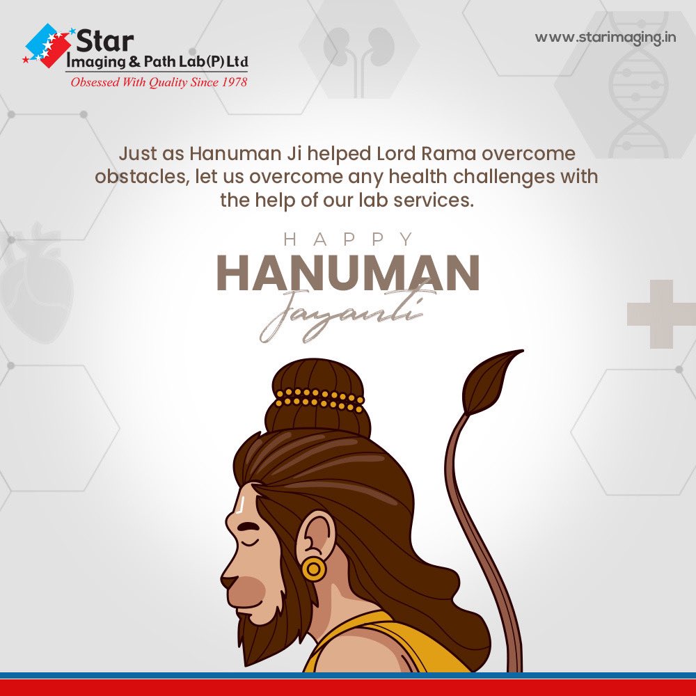 StarImaging_'s tweet image. Let the blessings of Lord Hanuman guide us in our pursuit of accurate diagnosis and effective treatment. Happy Hanuman Jayanti from Star Imaging and Path Lab! 🌟🧬🙏🏽 #HanumanJayanti #MedicalDiagnosis #PathLab #StarImaging #Blessings #JaiHanuman
#हनुमान_जन्मोत्सव