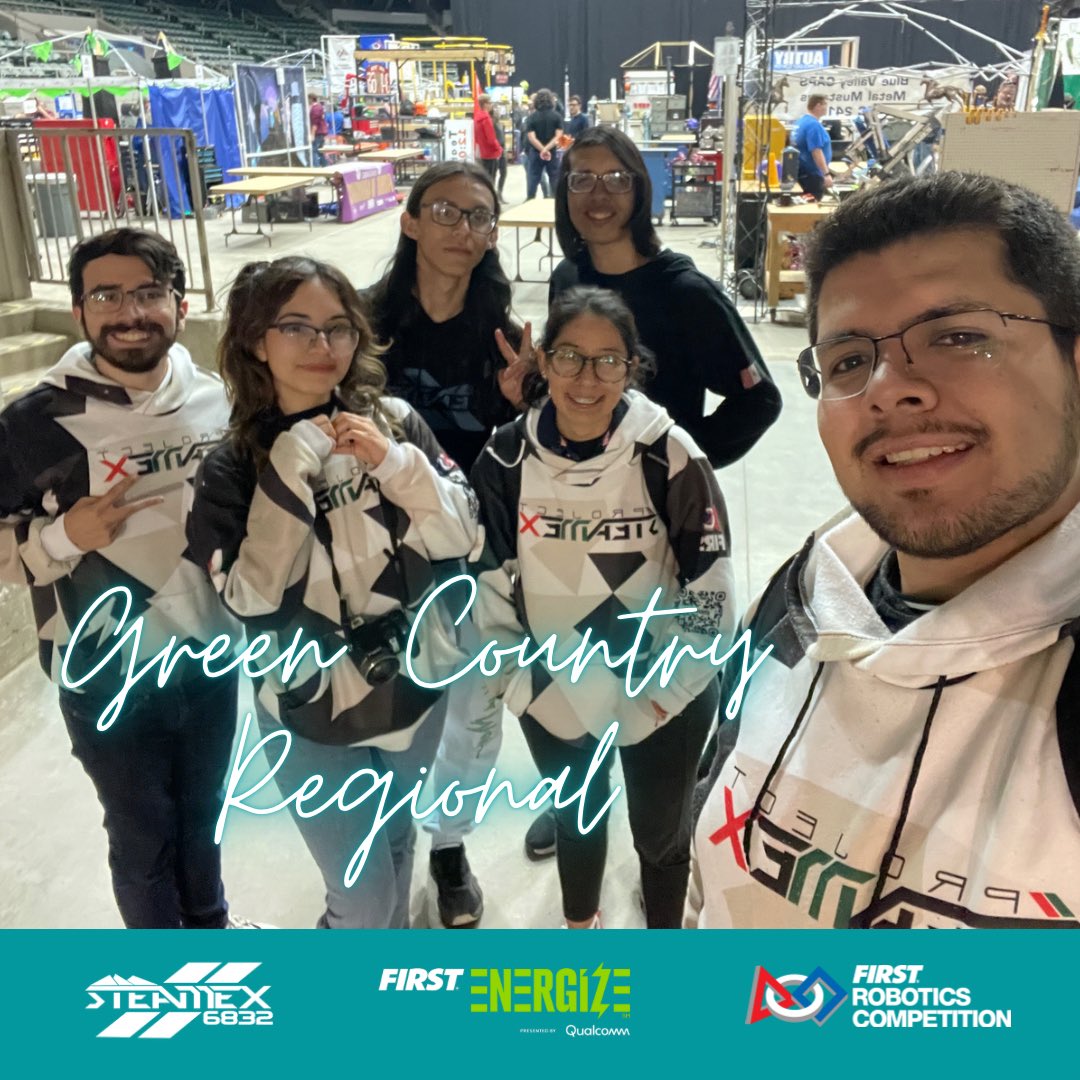 steamex_mx's tweet photo. Ready for the Green Country Regional in Tulsa, OK! We’re thrilled to share this experience along of friends from our #GSC 🌍 and excited for lots of fun this weekend. Share your support messages on the comment section 💬 Together we #BuildTheFuture #STEAMex #omgrobots https://t.co/TQAytGkwIa