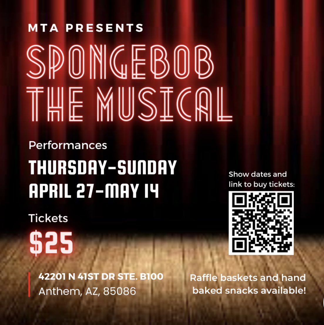 Come down to Musical Theatre of Anthem and support the community! 
#spongebobmusical #musicaltheatre #anthemAZ #youngactors