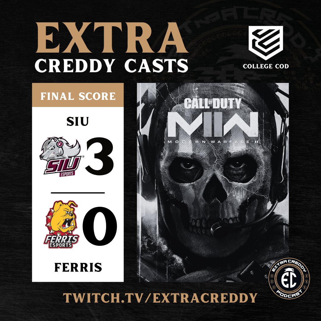 They have done it! <a href="/SIU_Esports/">SIU Esports</a> punch their ticket to <a href="/CollegeCoD/">College CoD</a> playoffs after going undefeated in LCQ's!🎟️🏆

✅ 250-97
✅ 6-5
✅ 3-0

<a href="/FerrisEsports/">Ferris Esports</a> fell short after a quick 3-0 sweep.  

#ExtraCreddyCasts #ExtraCreddy #CCL2023