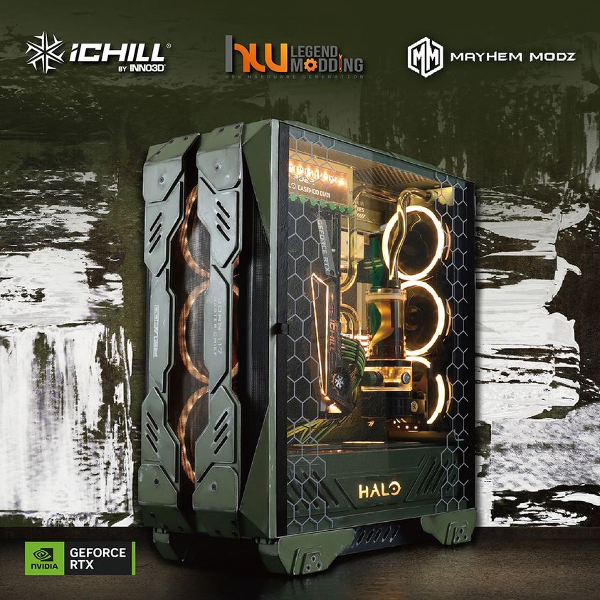 HALO – The brutal masterpiece mod by HW Legend Modding !📷The build is equipped with the powerful gaming hardware, including our RTX3070 iCHILL X4 to deliver the best visual and gaming experience. How can we not enjoy this spectacular modding project?