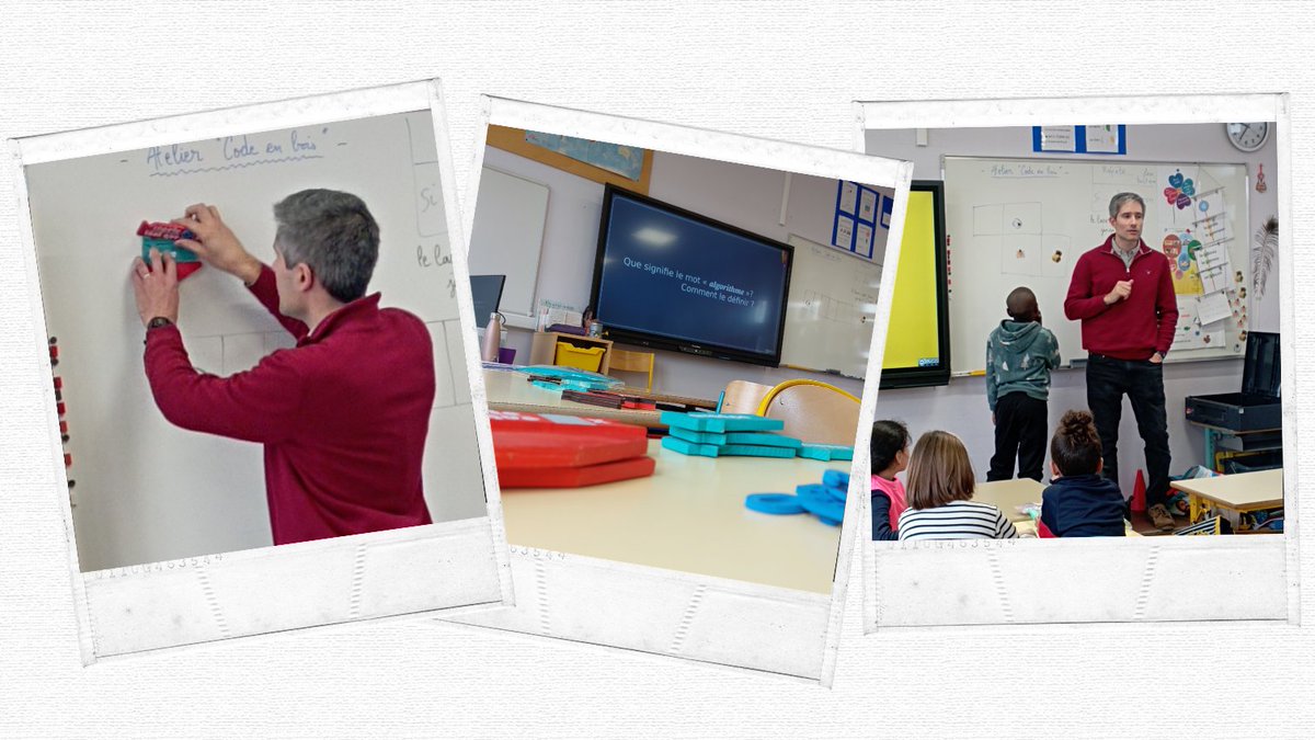 CodeEnBois's tweet photo. En CE2, pas besoin de tablettes ou d'ordis pour maitriser les grands principes de l'algorithmique: #répète_tant_que #si_alors_sinon, après une matinée de #codeenbois dans le cadre de la Clermont Innovation Week 2023 #CIW23 @acclermont. 
A Mercredi prochain au Museum Henri-Lecoq! https://t.co/YNkVL0XykR