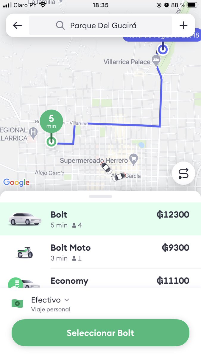 Hugo_pisciotta's tweet photo. Ya hay servicio de Bolt en Villarrica 🤩🙌🏻  si desean hacer turismo por aquí y por el Distrito de Independencia y no queres manejar, es una buenísima opción 💃🏻 https://t.co/wgs12i7rKp