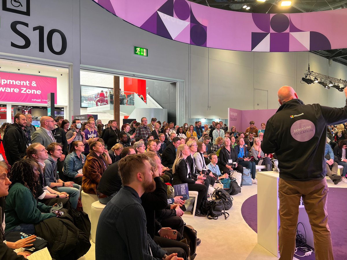 Having fun presenting at #BETT23  showing off all that is new is Teams Edu stop by the <a href="/MicrosoftEDU/">Microsoft Education</a> booth tomorrow for more sessions #edtech, #MIEExpert