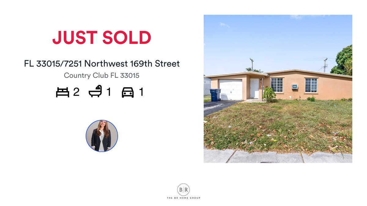 PatBorgCruz's tweet photo. 🛌 2 🛀 1 🚘 1
📍 FL 33015/7251 Northwest 169th Street, Country Club, FL, 33015

My latest sale on RateMyAgent.

https://t.co/3fDN2u6oT2

...
#ratemyagent #realestate #Deedit_Realty_LLC https://t.co/WaYAhajVrG