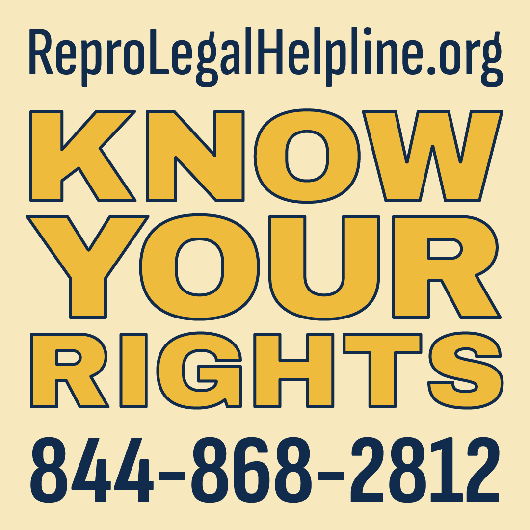 ReproRights's tweet photo. You still have rights. Self-managed abortion is not a crime in the vast majority of states, even now. But it may still come with some legal risk.

Know your rights. #AbortionInfo #PassItOn
https://t.co/PcyHoFhHqC
844-868-2812 https://t.co/qoWZi31y63