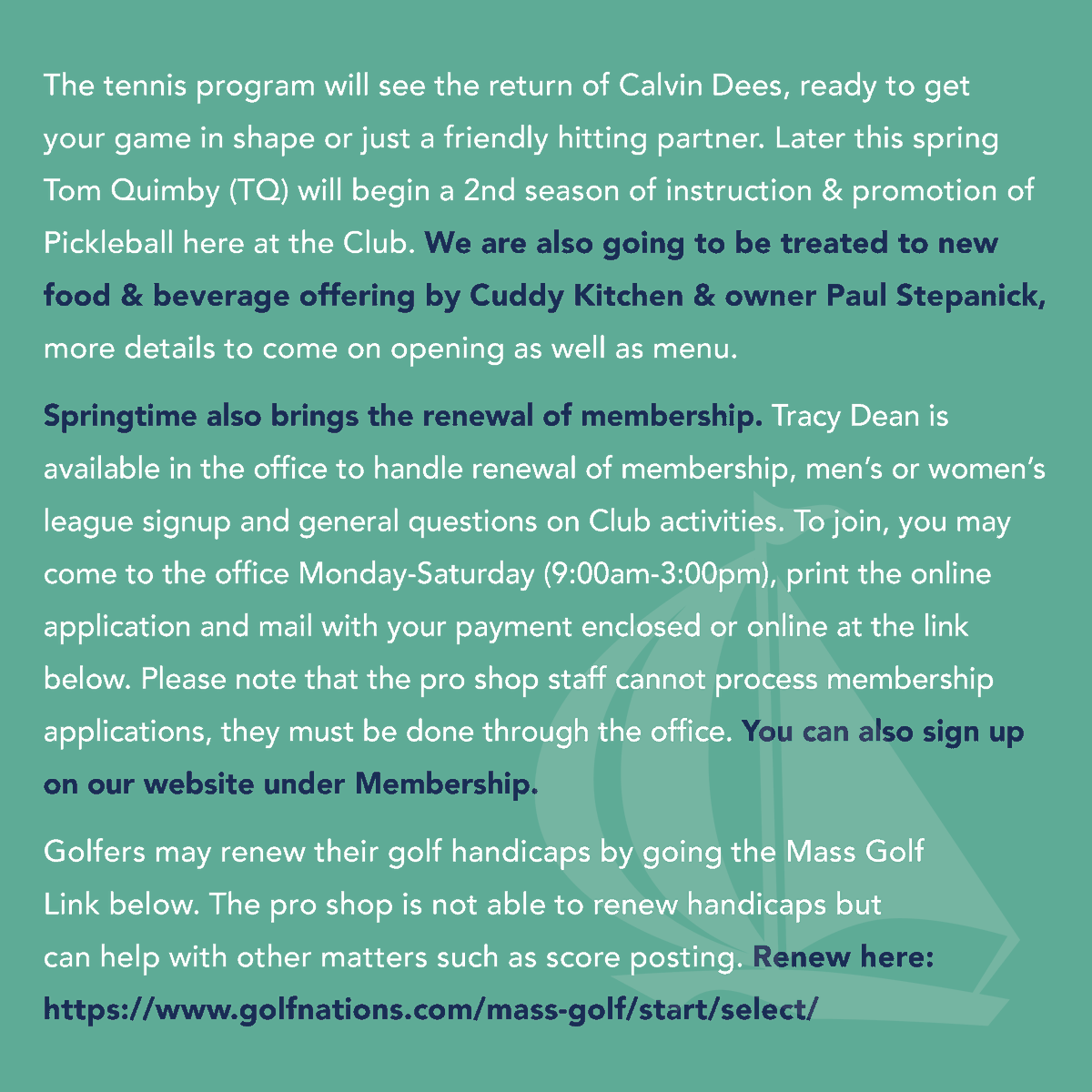ChequessettClub's tweet image. 2023 Chequessett Club Spring Welcome Letter!
Chequessettclub.com
-
#chequessettclub #capecodtimes #countryclub #golf #pickleball #tennis #capeinsta #igreel #capecod #capetown #golfcapecod #ChequessettGolf #Membership #Spring