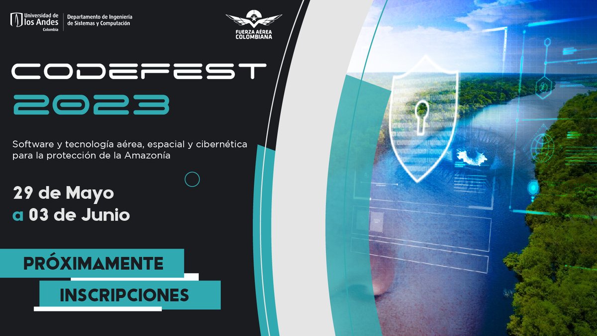 FuerzaAereaCol's tweet photo. #Recomendado | ¿Eres estudiante universitario, te gusta la tecnología y los retos de computación?

Esta es tu oportunidad para ser parte de las capacidades aeroesacpiales de la @FuerzaAereaCol  para la protección de la Amazonía.

Prepárate para el #CodefestADASTRA2023
@Uniandes https://t.co/h62xpMQs5P
