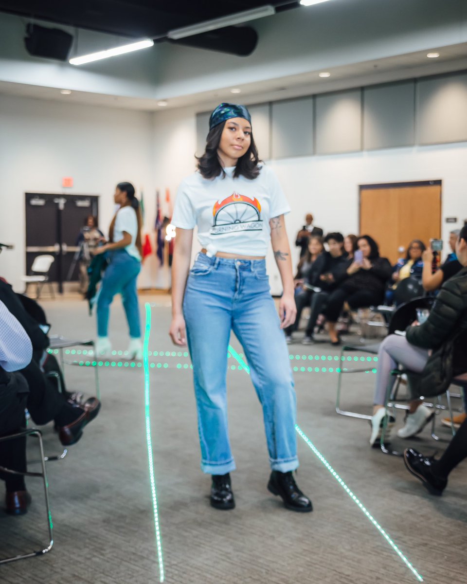 WagonBurning's tweet photo. Check out our graphic tees at https://t.co/cY16vZmj0Z 
Mia modeling our burning wagon logo graphic tee and our cedar scarf at the international women’s fashion show in Muskogee OK!
#indigenous #nativefashion #burningwagondesigns #nativemodels #cedar #ndncountry #ndnterritory https://t.co/ti5KORrtoI